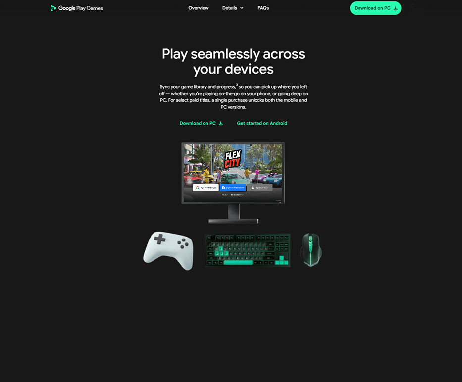 Strona pobierania Google Play Games