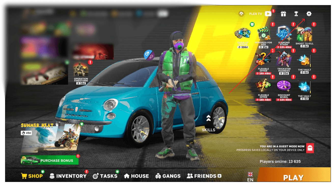 Menu principal de Flex City