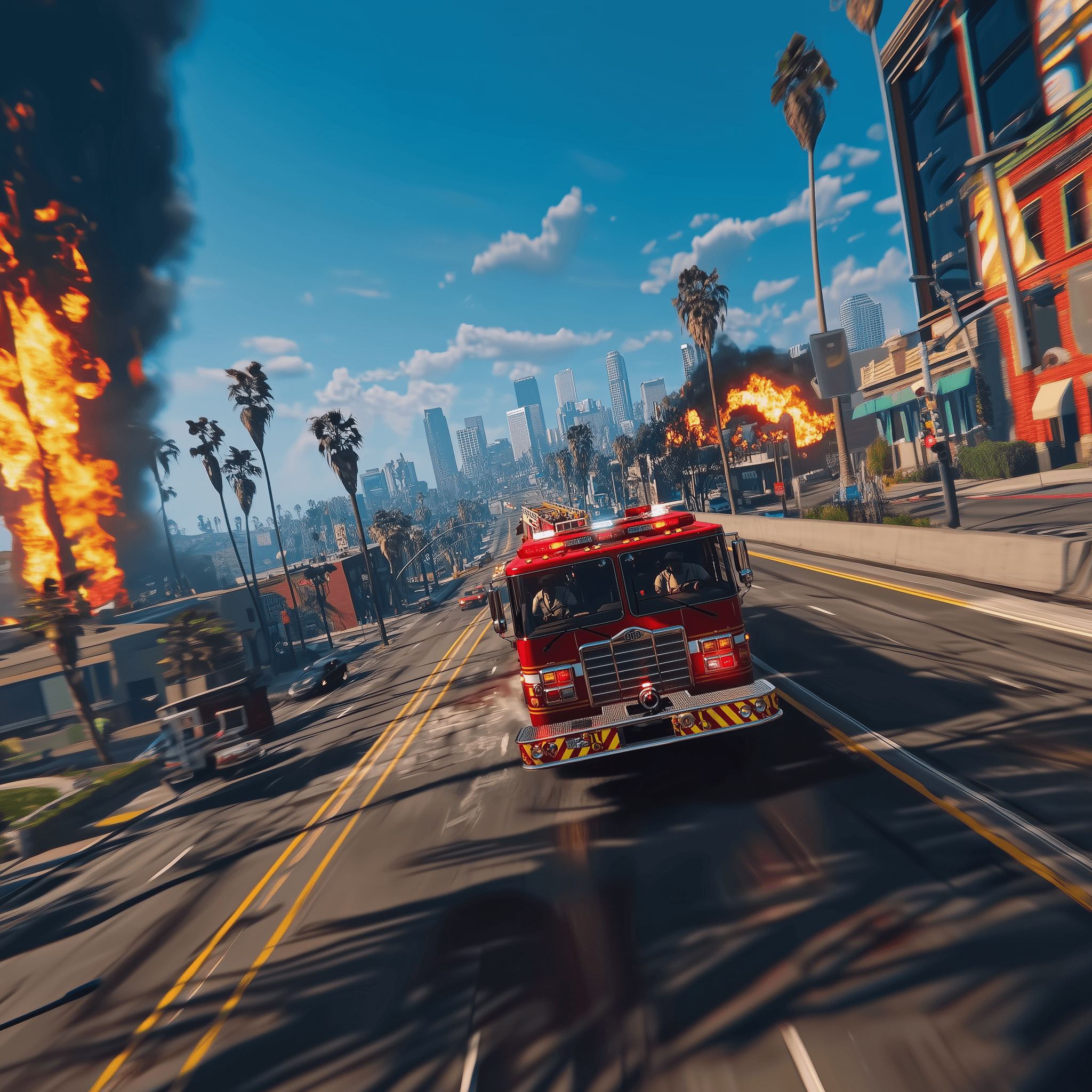 Fire Truck utilisé pour le job de pompier dans Flex City