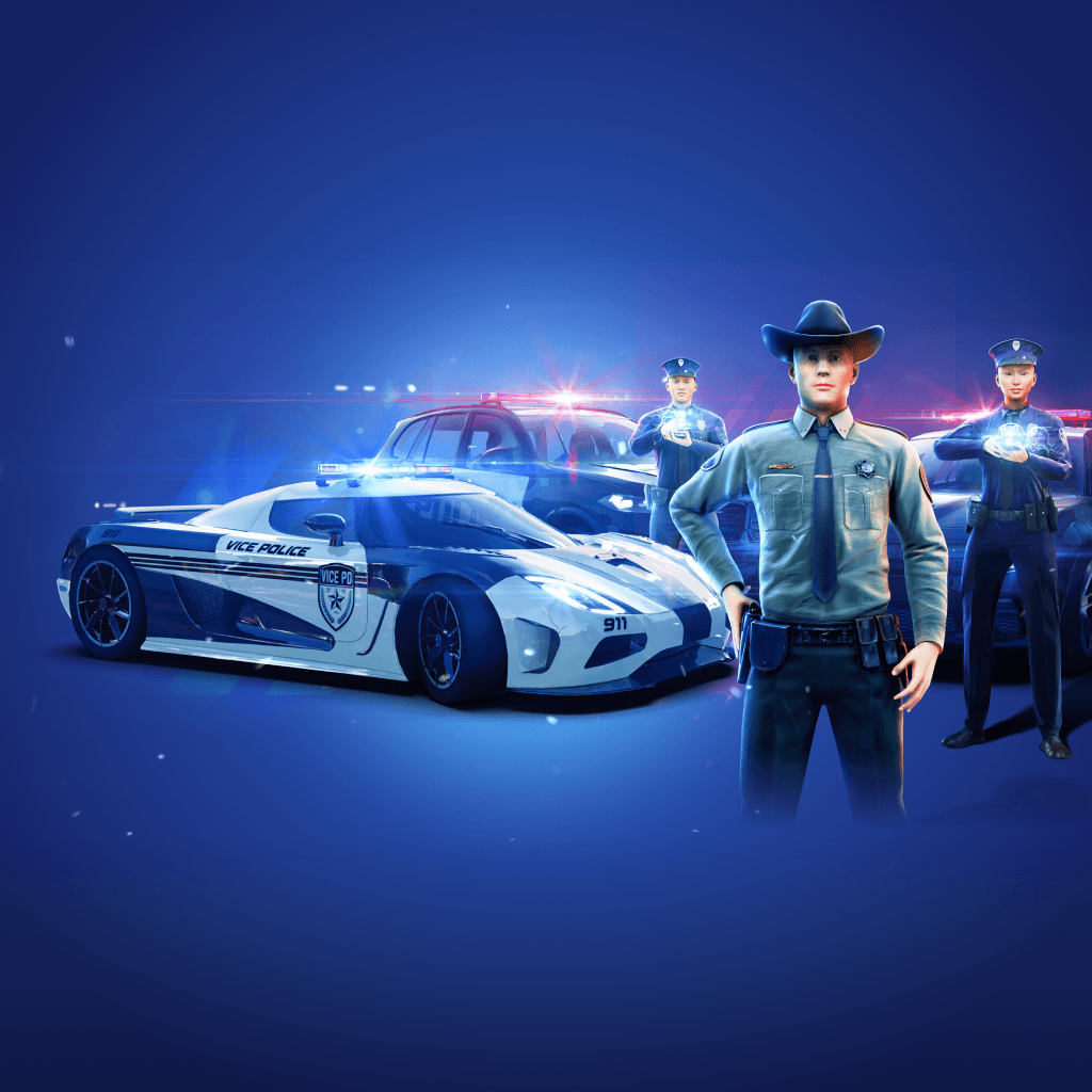 Penawaran polisi dengan hadiah dan item penegakan hukum di Flex City