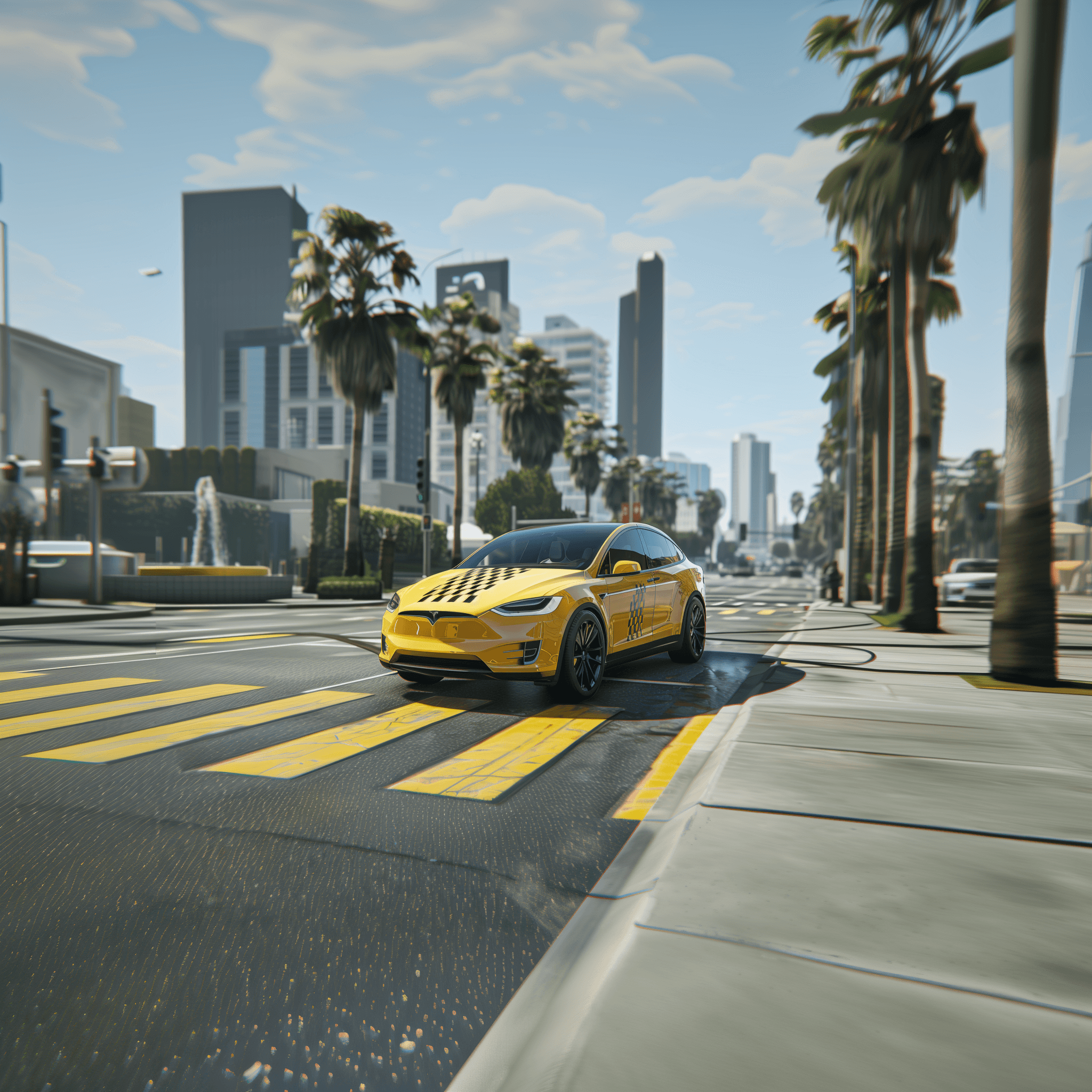 Job Taxi Driver avec un véhicule taxi dans Flex City